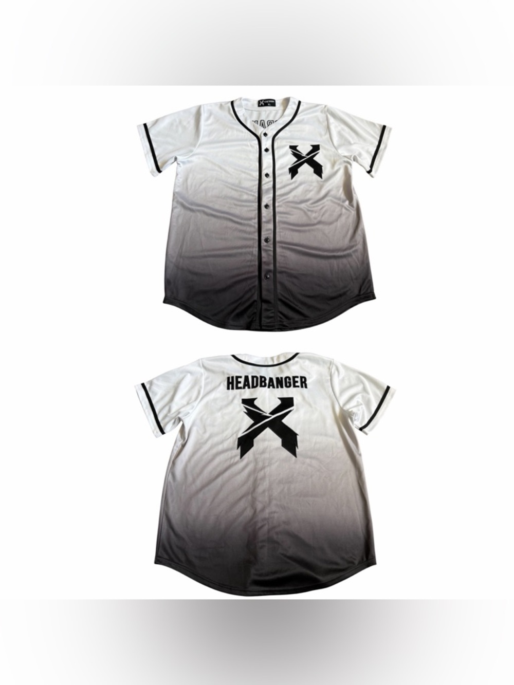 Excision Headbanger Baseball Jersey Men’s XL Black Ombre Rave Festival EDM DJ
